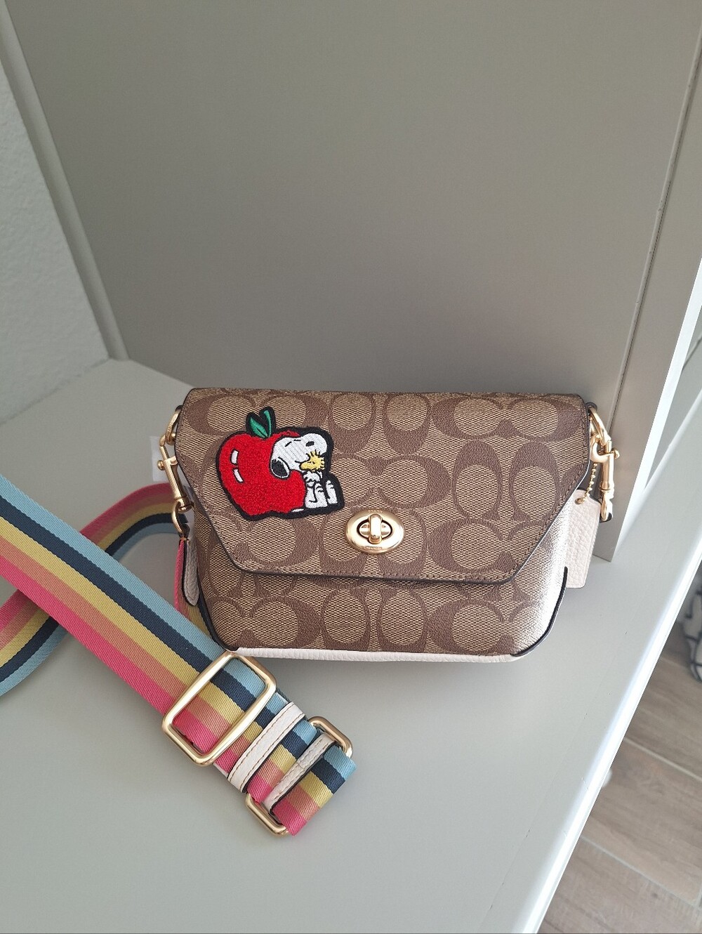 NWT Coach C4114  Peanuts Snoopy Karlee Canvas Leather Handbag Bag
